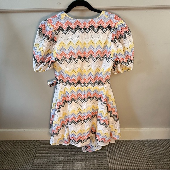 N12H Alice Summer Casual Colorful Chevron Wrap Asymmentrical Dress - Picture 4 of 7